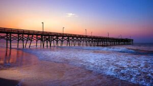 Surfside Beach Pier during sunset - Myrtle Beach, South Carolina, USA